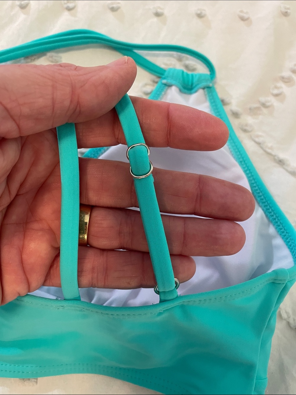 Women's Teal Strappy Bikini Turquoise Push Up V Neck Sets Criss Cross new - Picture 7 of 11